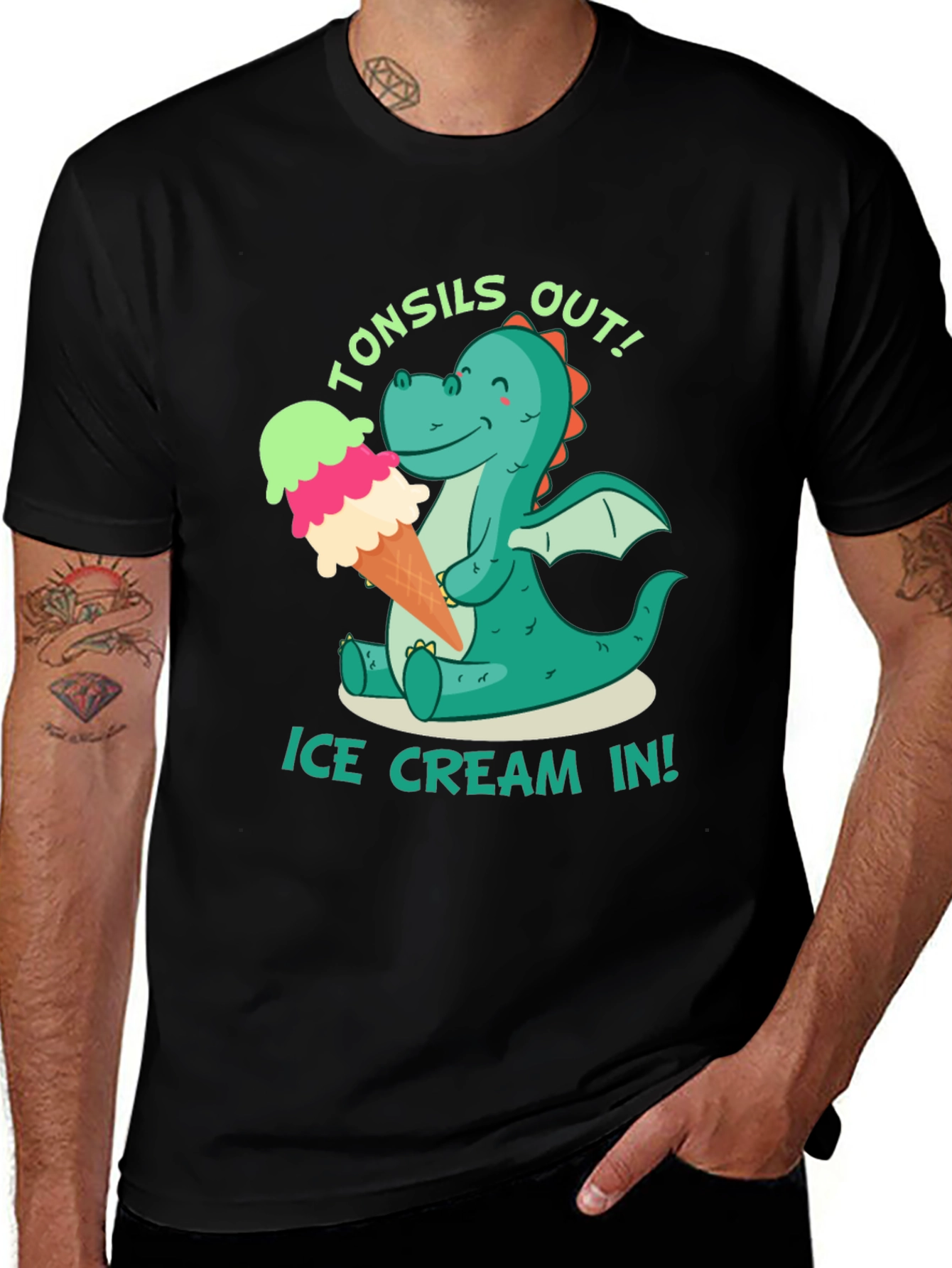 Variant 20 of Tonsils Out! Ice Cream In! Black T-Shirt