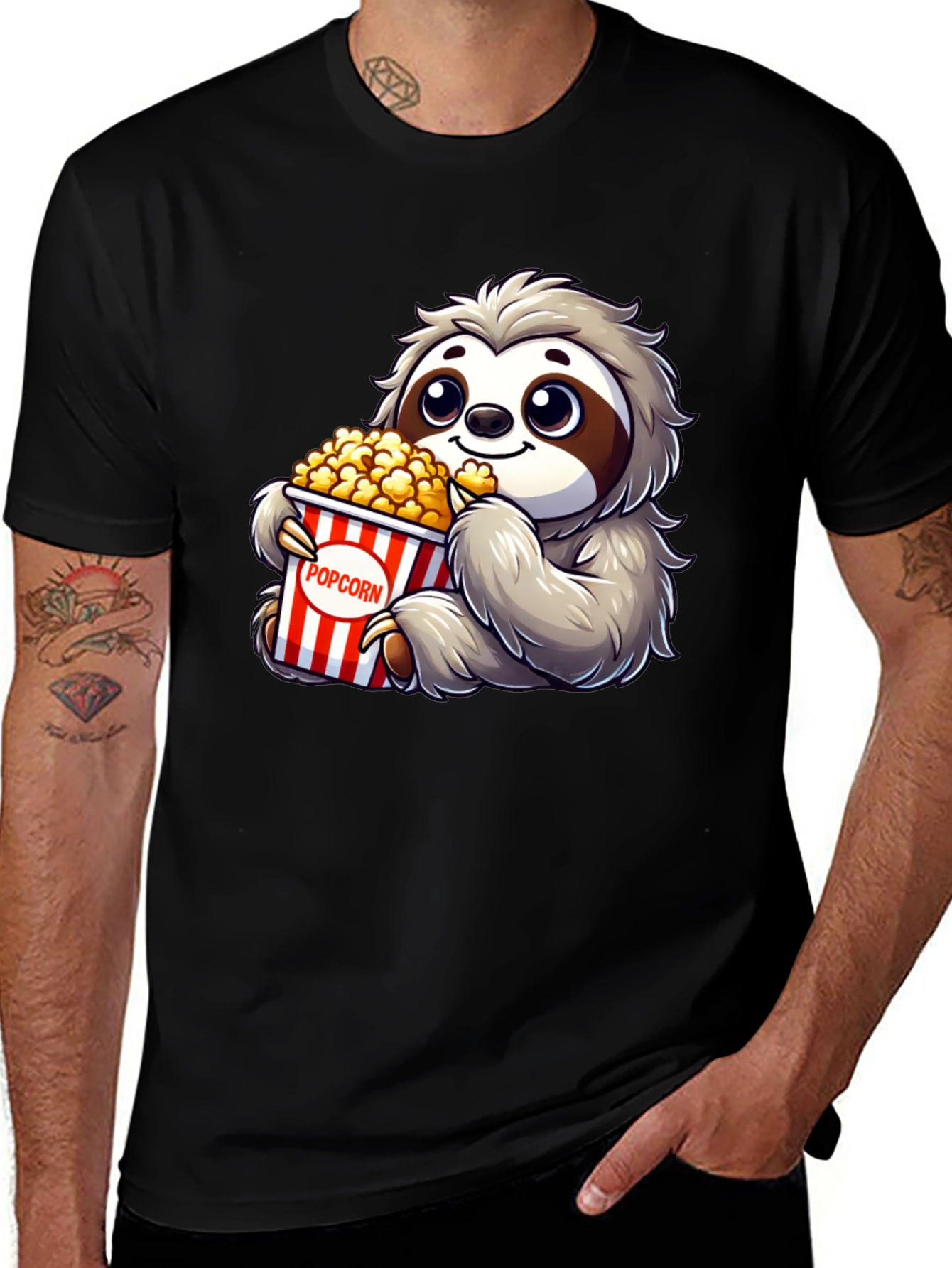 Variant 3 of Sloth Popcorn Graphic Tee - Movie Night Ready!