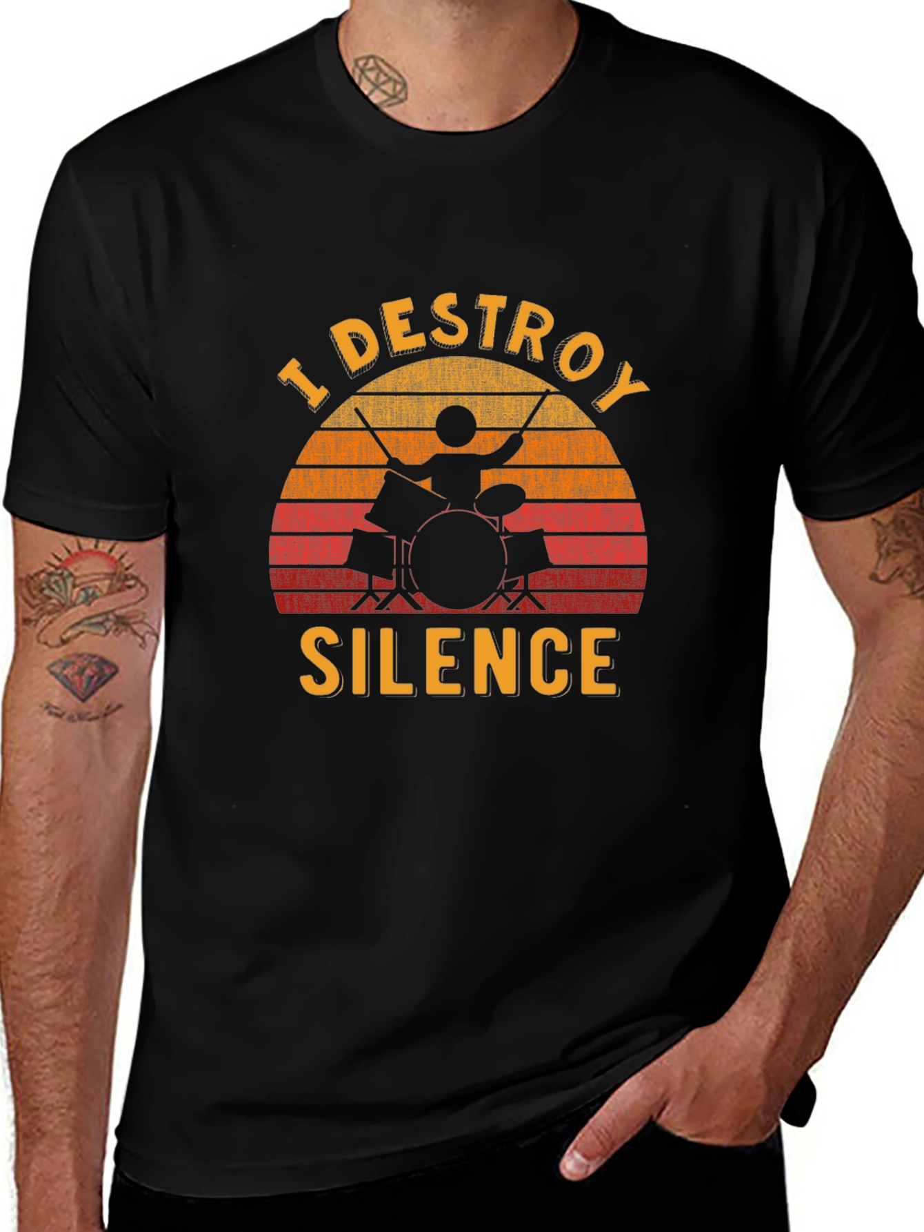 Variant 19 of I Destroy Silence Drummer T-Shirt