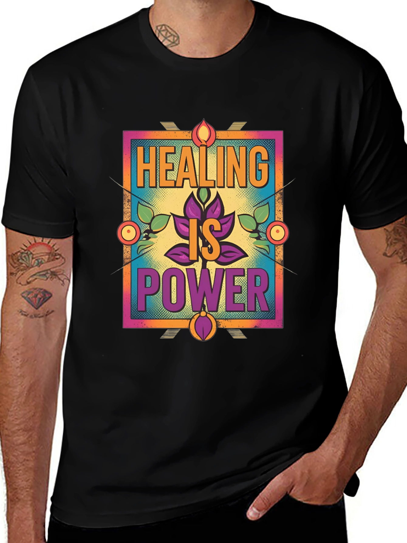 Variant 20 of Healing is Power Graphic T-Shirt - Comfort & Style
