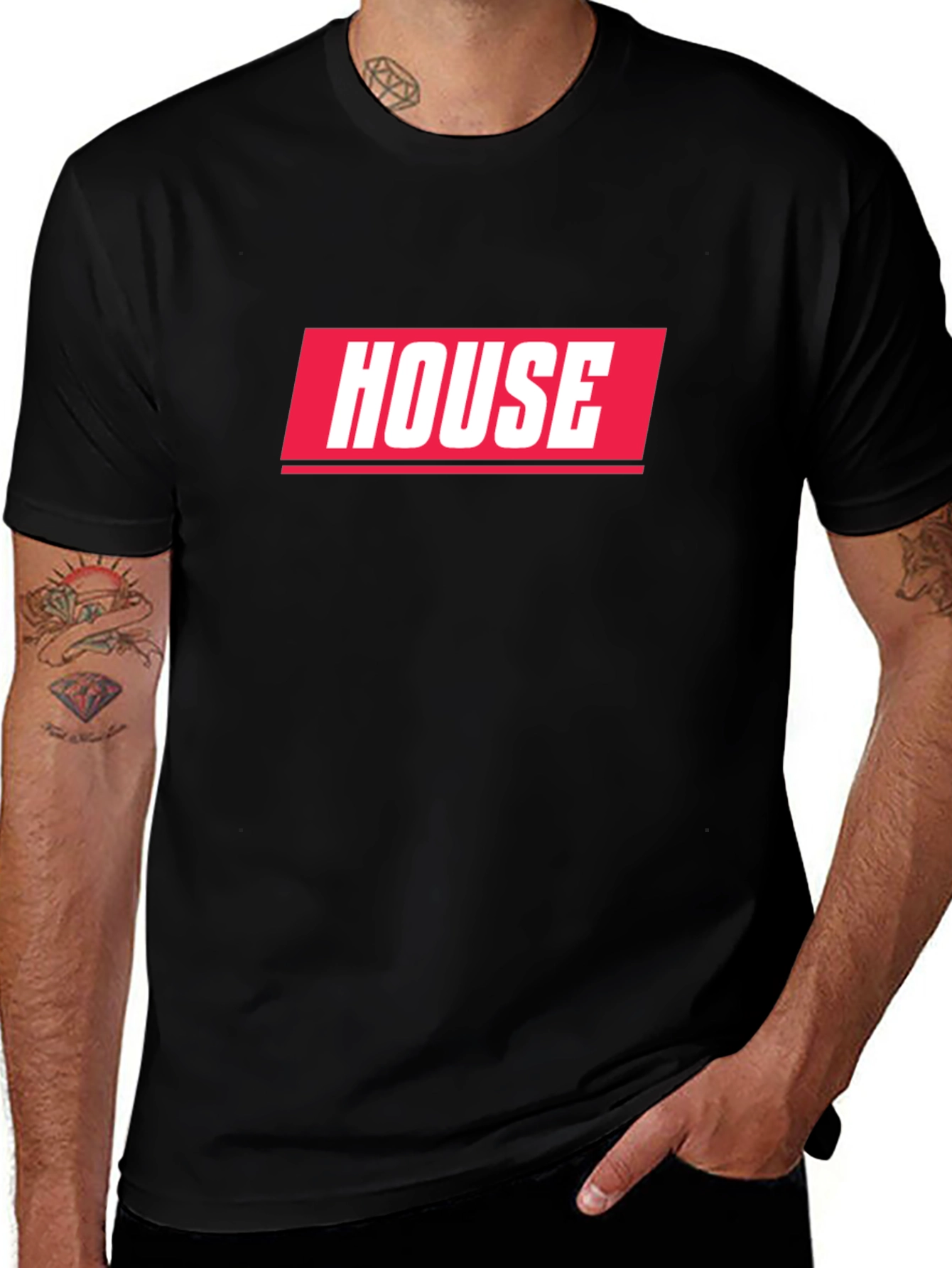 Variant 6 of Black 'House' Graphic T-Shirt - Streetwear Style