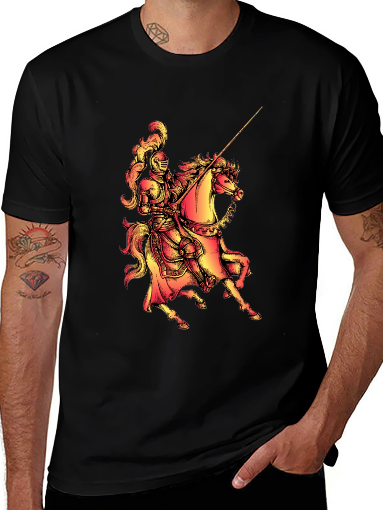 Variant 19 of Knight on Horseback Graphic Tee - Medieval Style