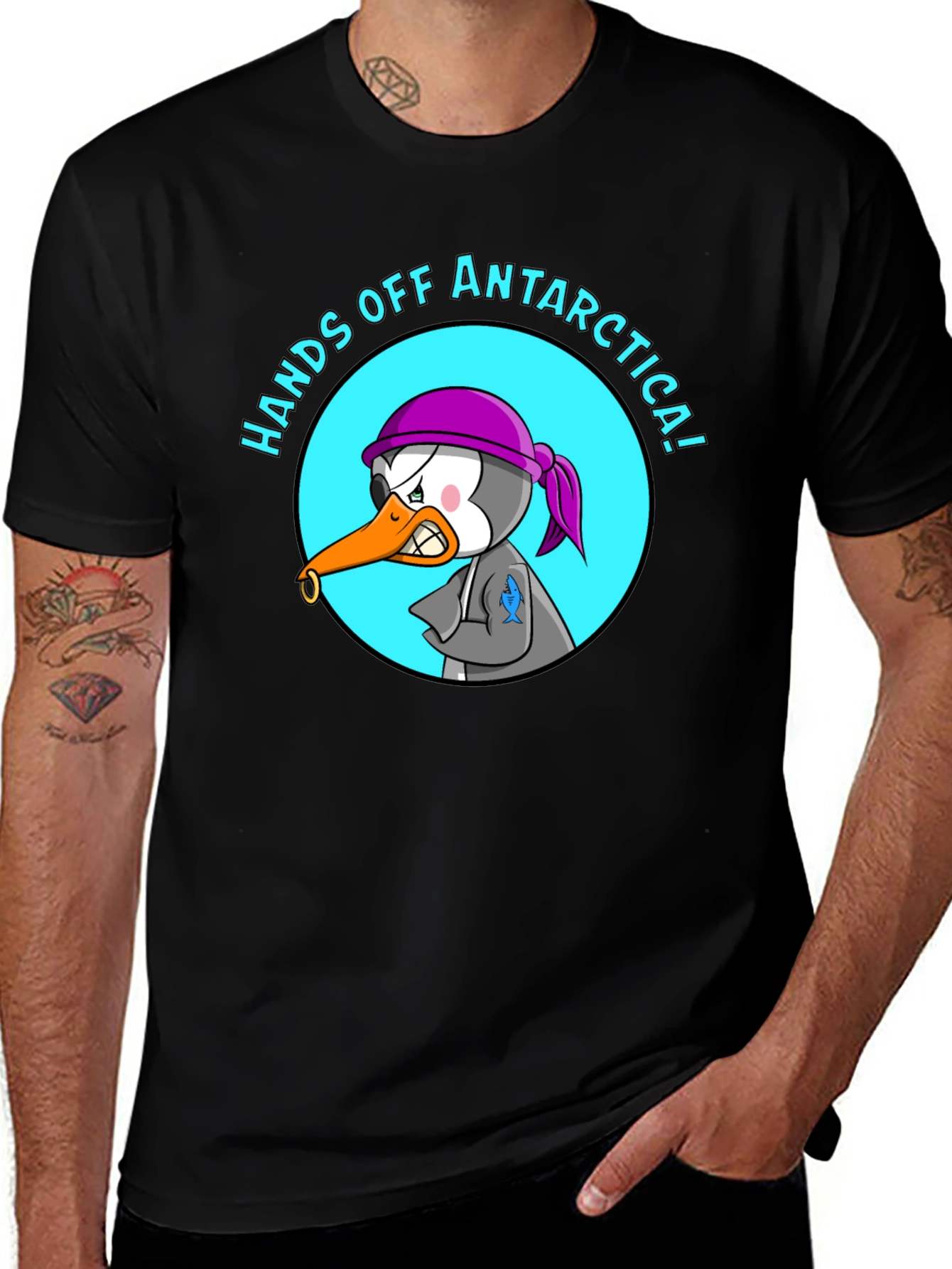 Variant 28 of Hands Off Antarctica T-Shirt - Angry Penguin