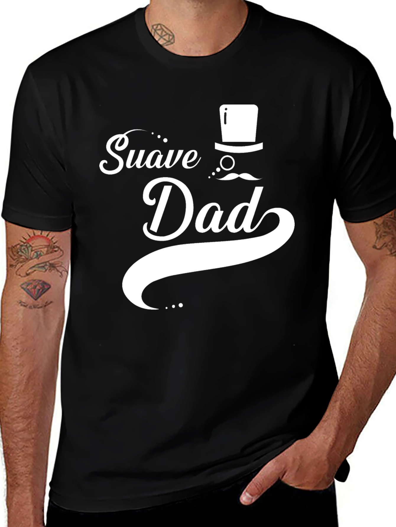 Variant 4 of Suave Dad Black Cotton Graphic Tee