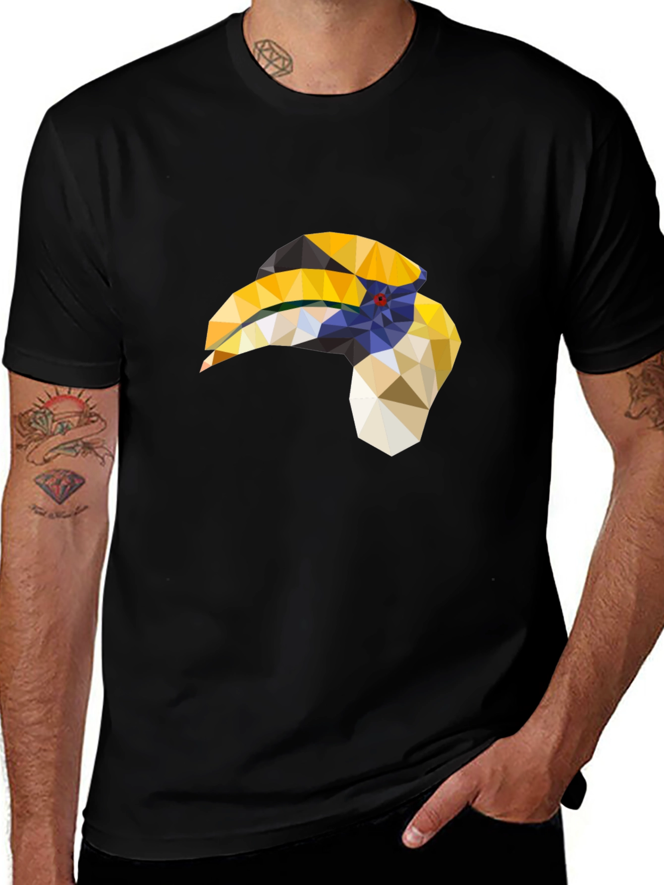 Variant 24 of Geometric Hornbill T-Shirt - Black