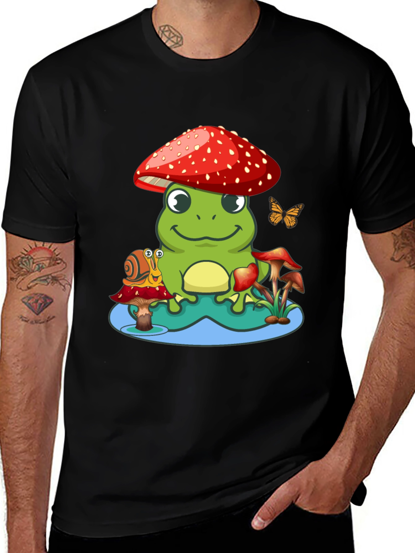 Variant 20 of Frog & Mushroom Graphic Tee - Nature Lover's Apparel