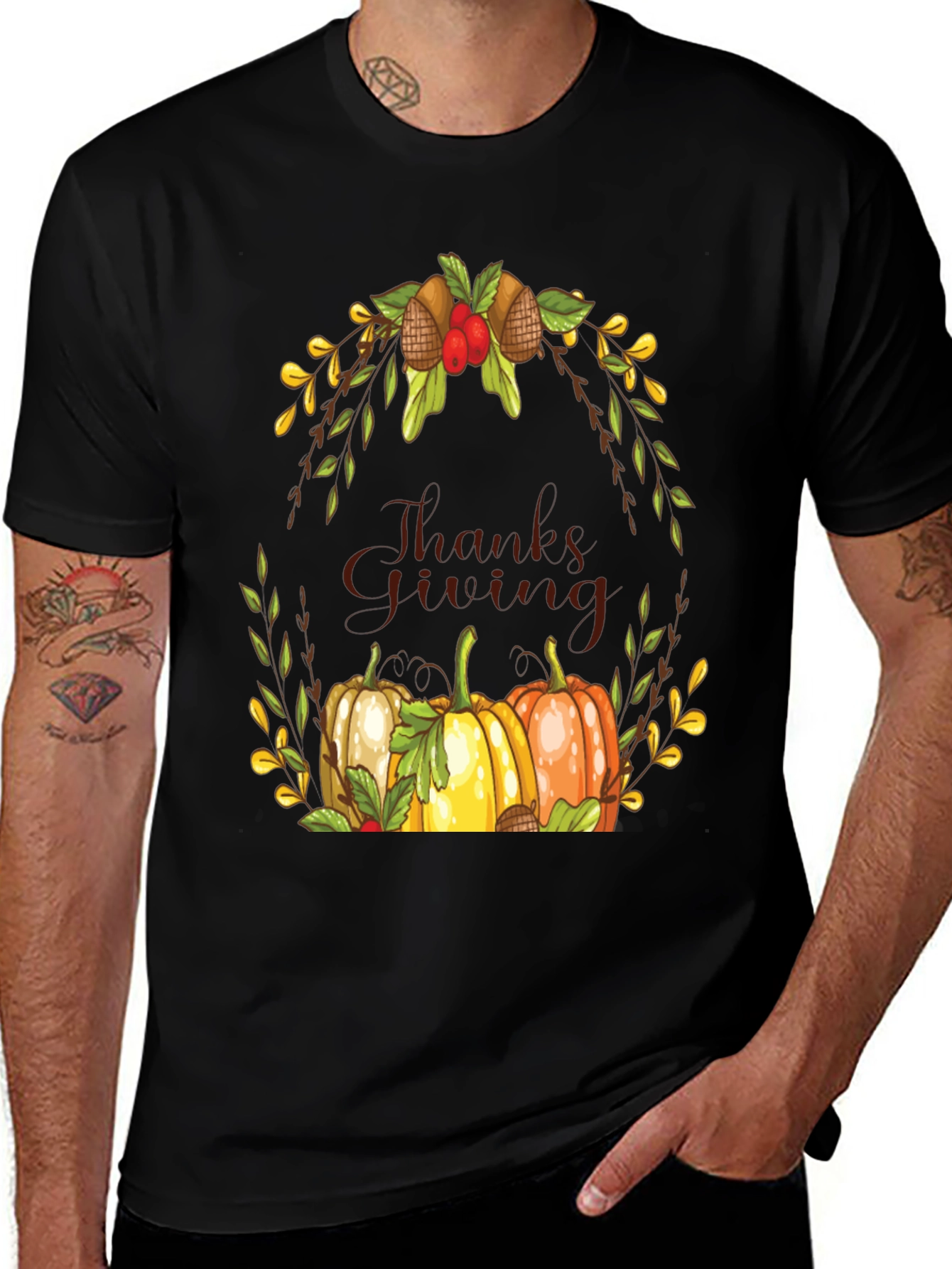Thanksgiving Pumpkin Wreath Graphic Tee