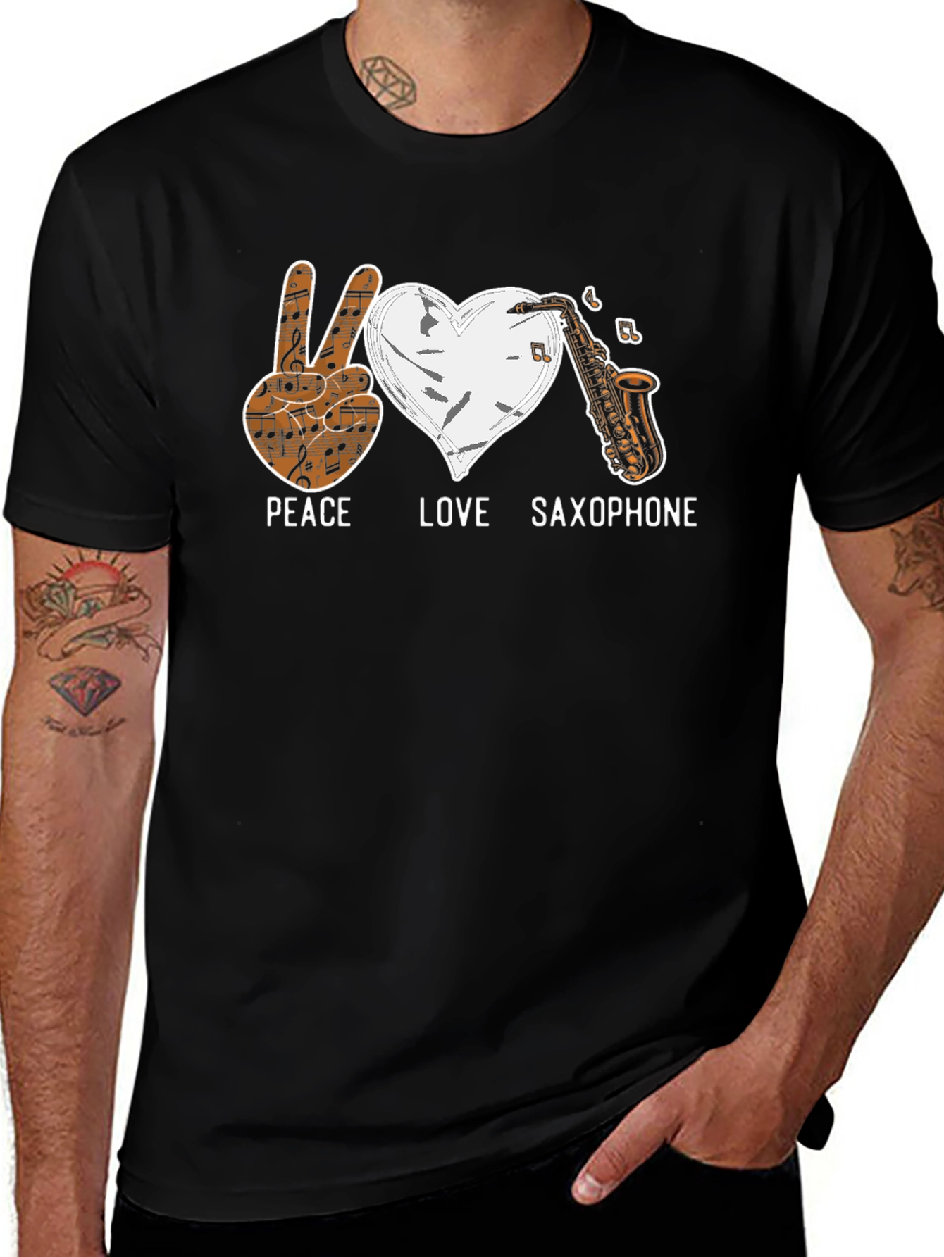 Variant 15 of Peace Love Saxophone Graphic Tee