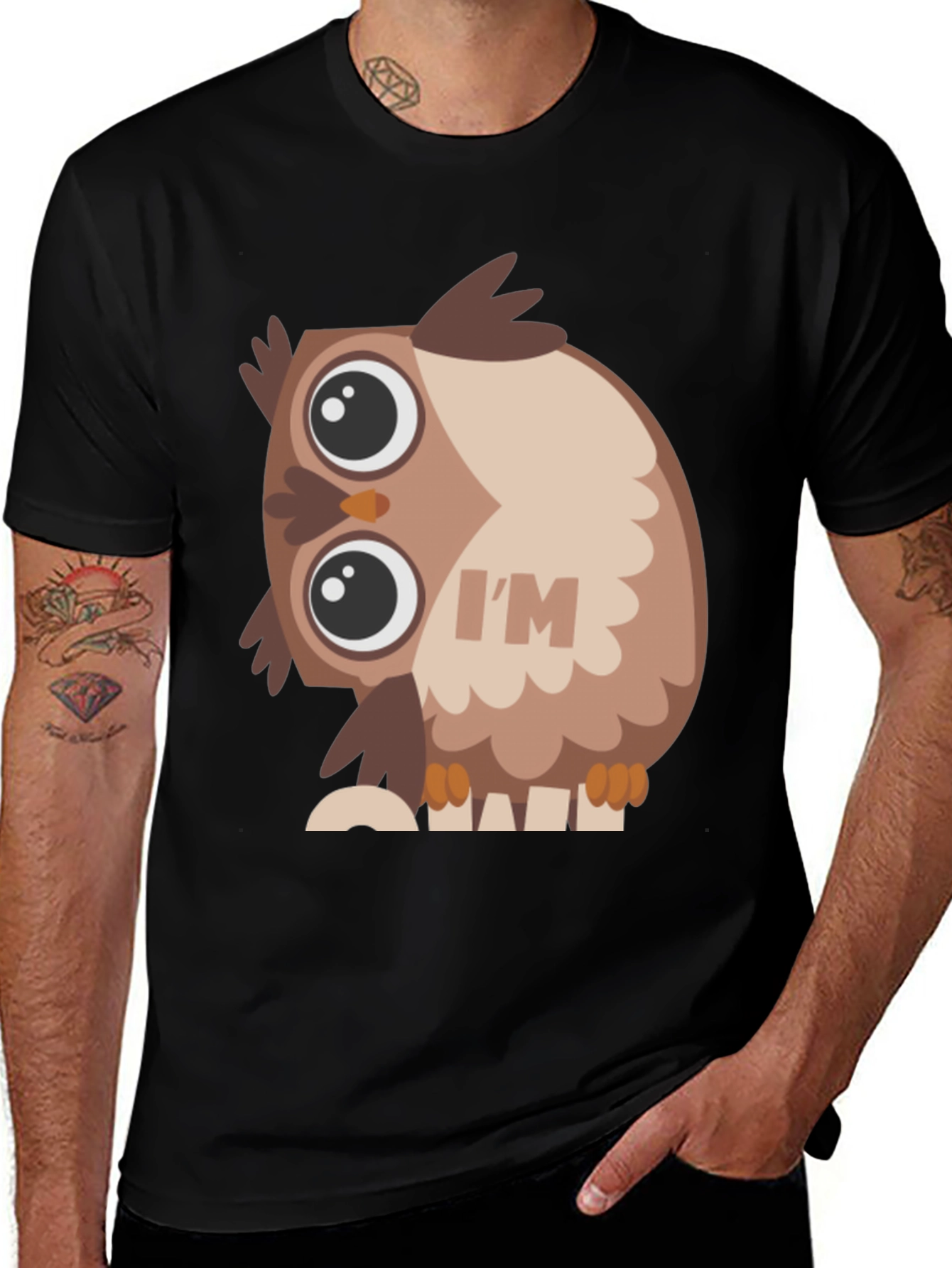 Variant 11 of Owl Graphic Black T-Shirt - Unique Design