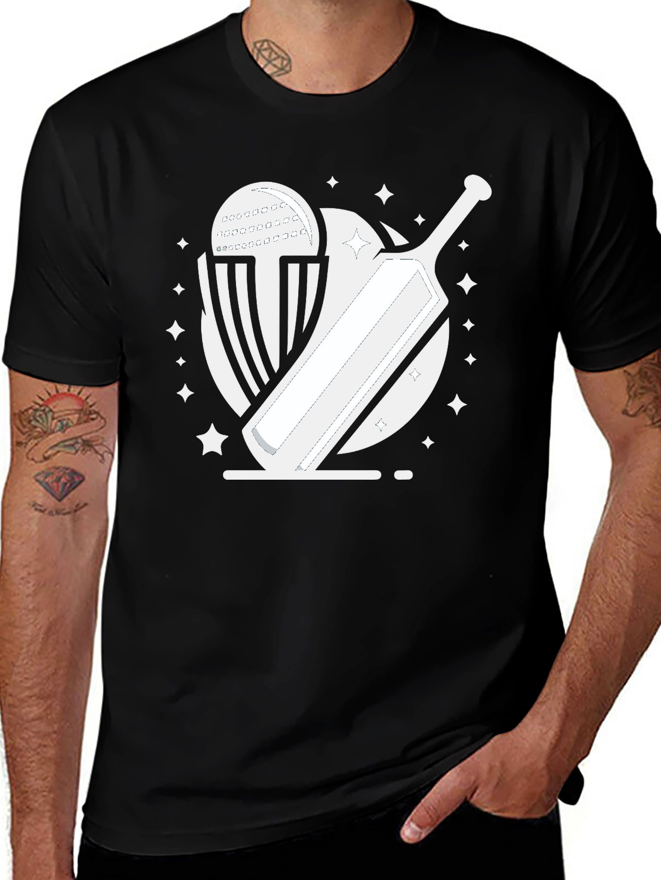 Variant 17 of Cricket Bat & Ball Graphic Tee