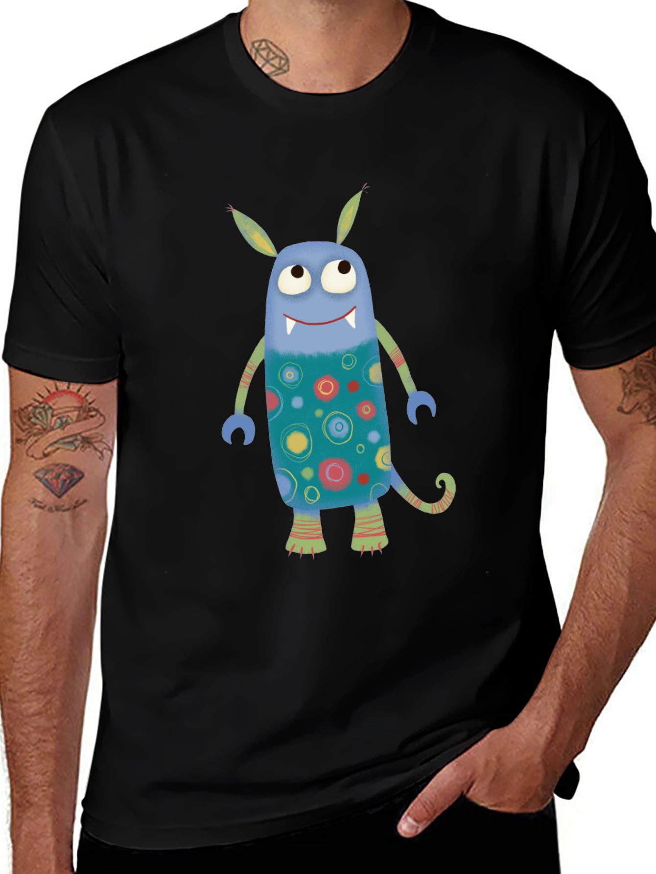 Variant 7 of Monster Graphic Tee - Quirky Cool Black T-Shirt