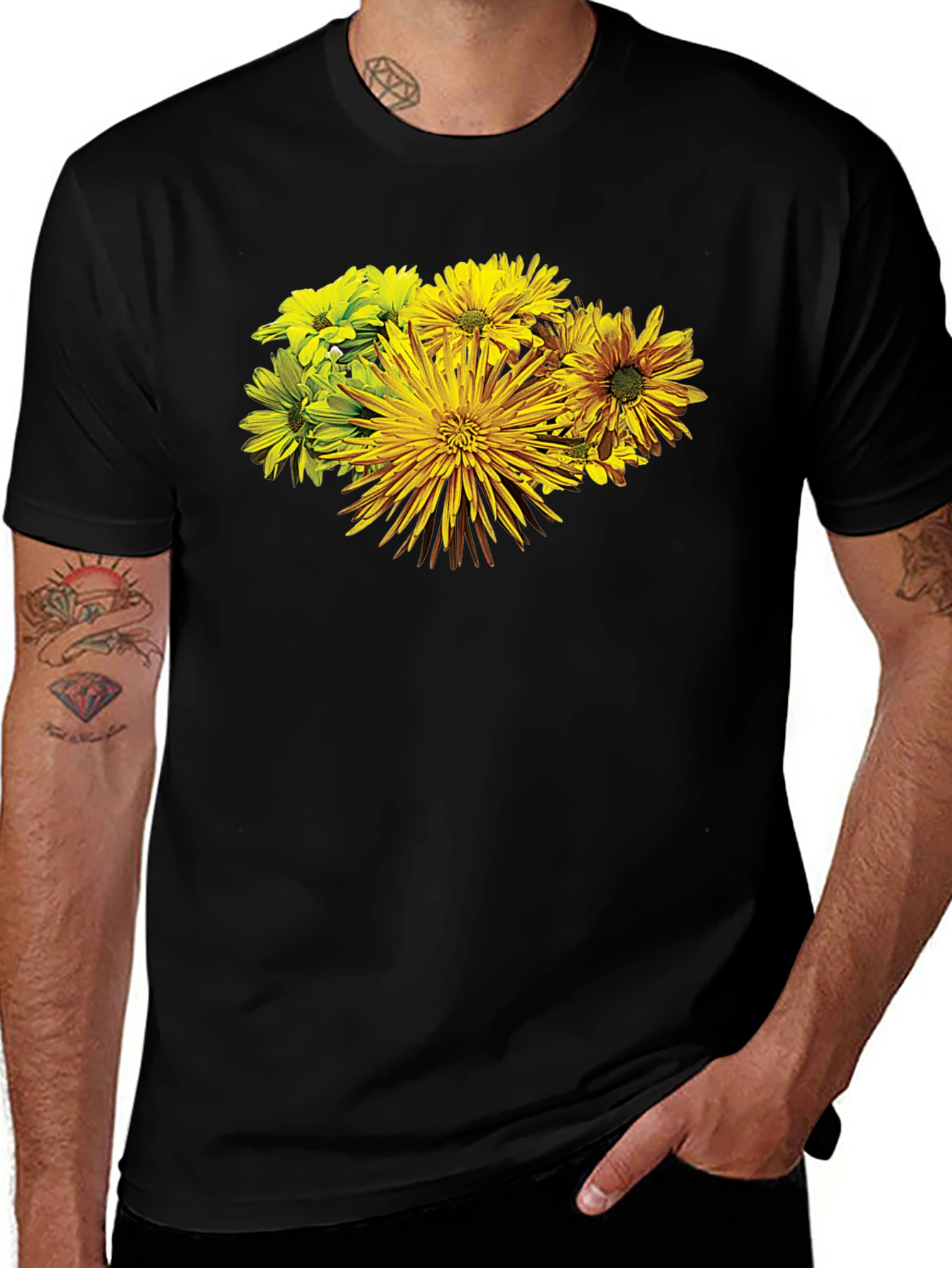Variant 15 of Floral Print T-Shirt - Sunny Blooms Graphic Tee