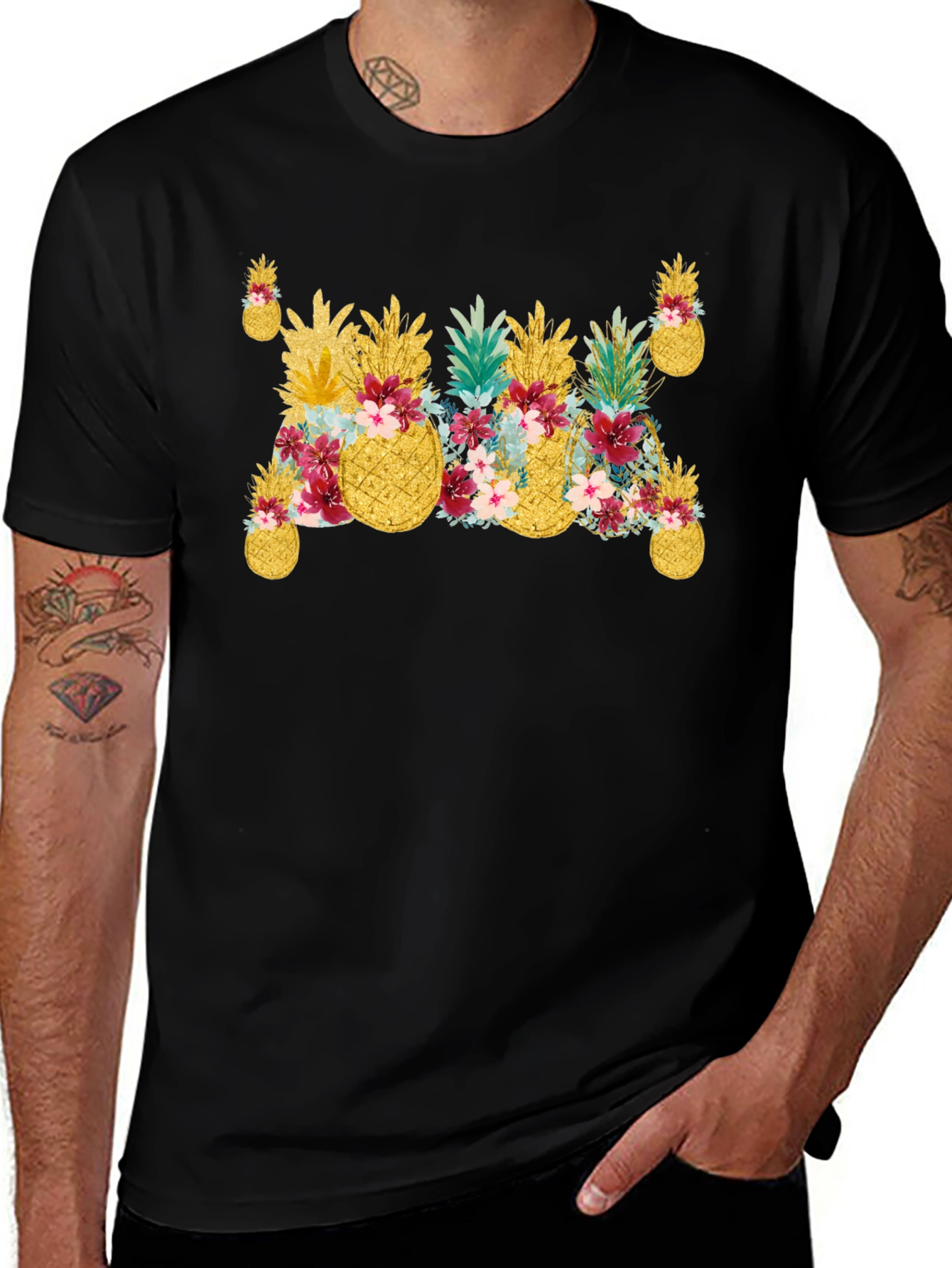 Variant 26 of Pineapple Floral T-Shirt - Tropical Design
