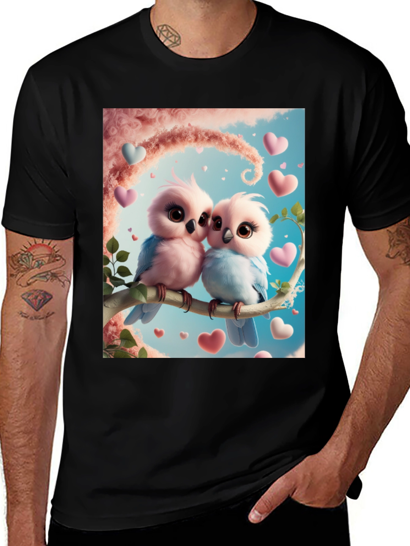 Variant 24 of Love Birds Graphic Tee - Cute Couple T-Shirt