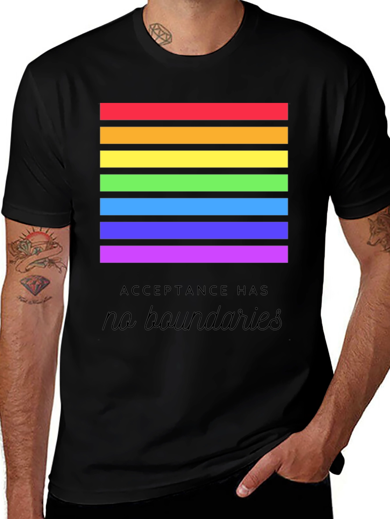 Variant 11 of Pride Acceptance T-Shirt - No Boundaries Rainbow Tee