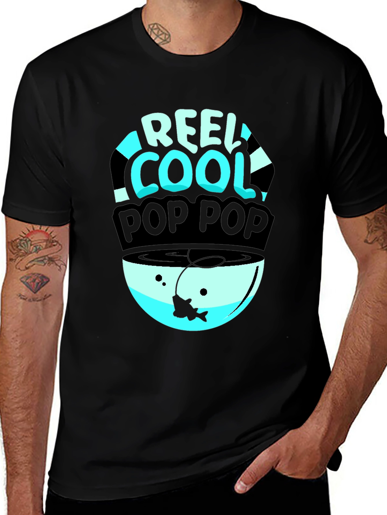 Variant 24 of Reel Cool Pop Pop Fishing T-Shirt - Black