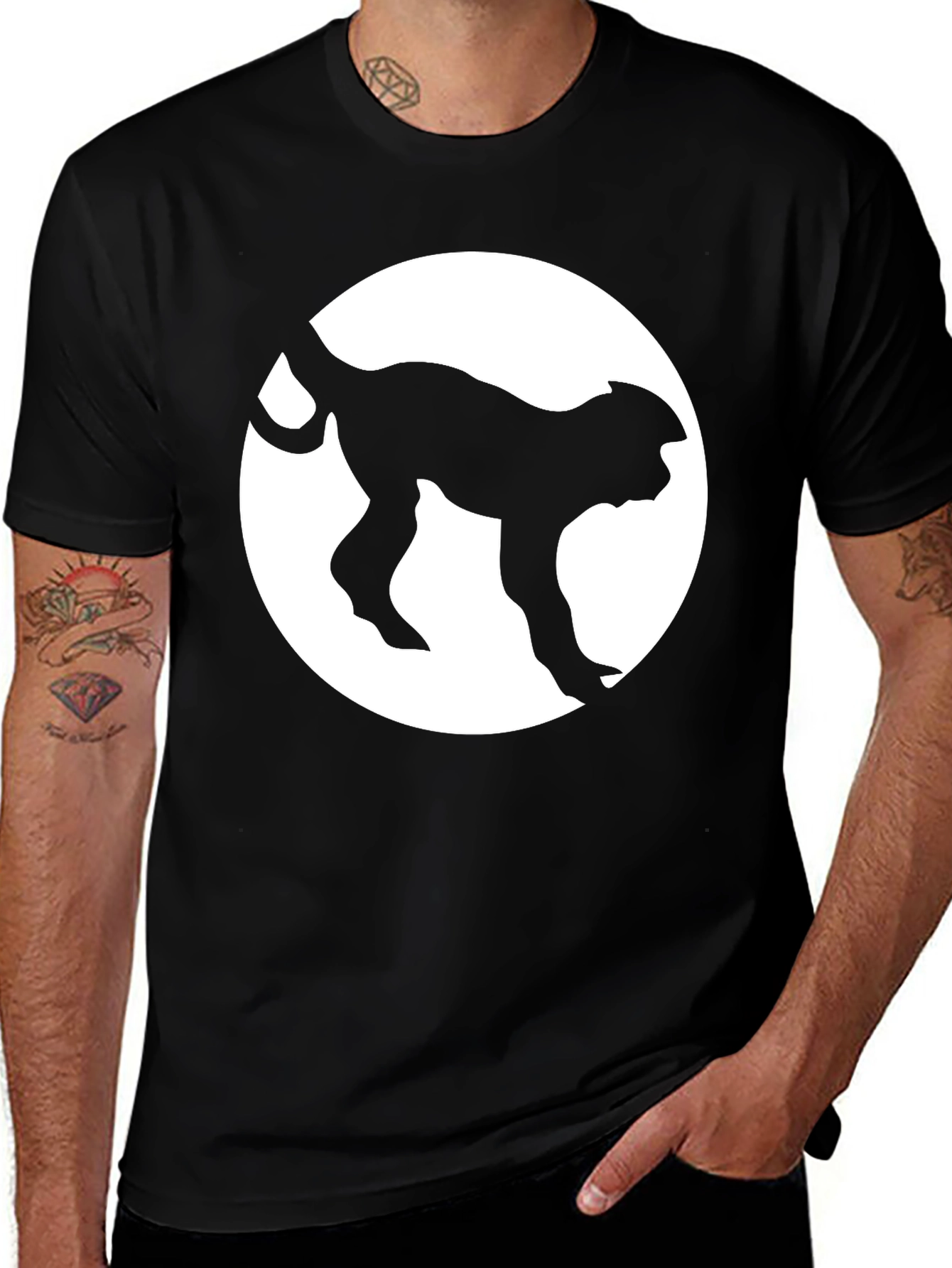 Variant 20 of Monkey Silhouette Graphic Tee - Black