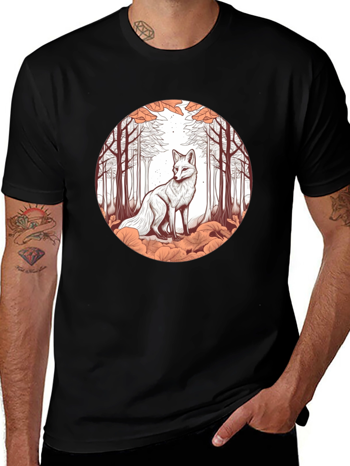 Variant 2 of Fox in Forest Graphic Tee - Unique Art T-Shirt