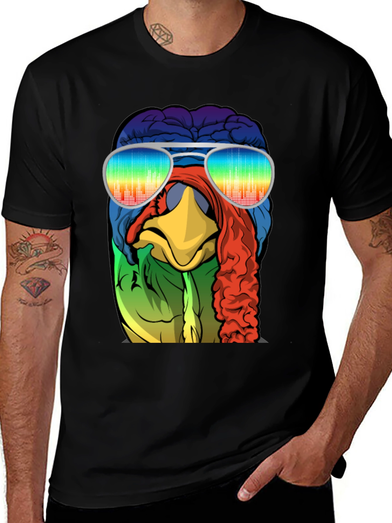Variant 25 of Cool Turkey Brain Rainbow Sunglasses T-Shirt