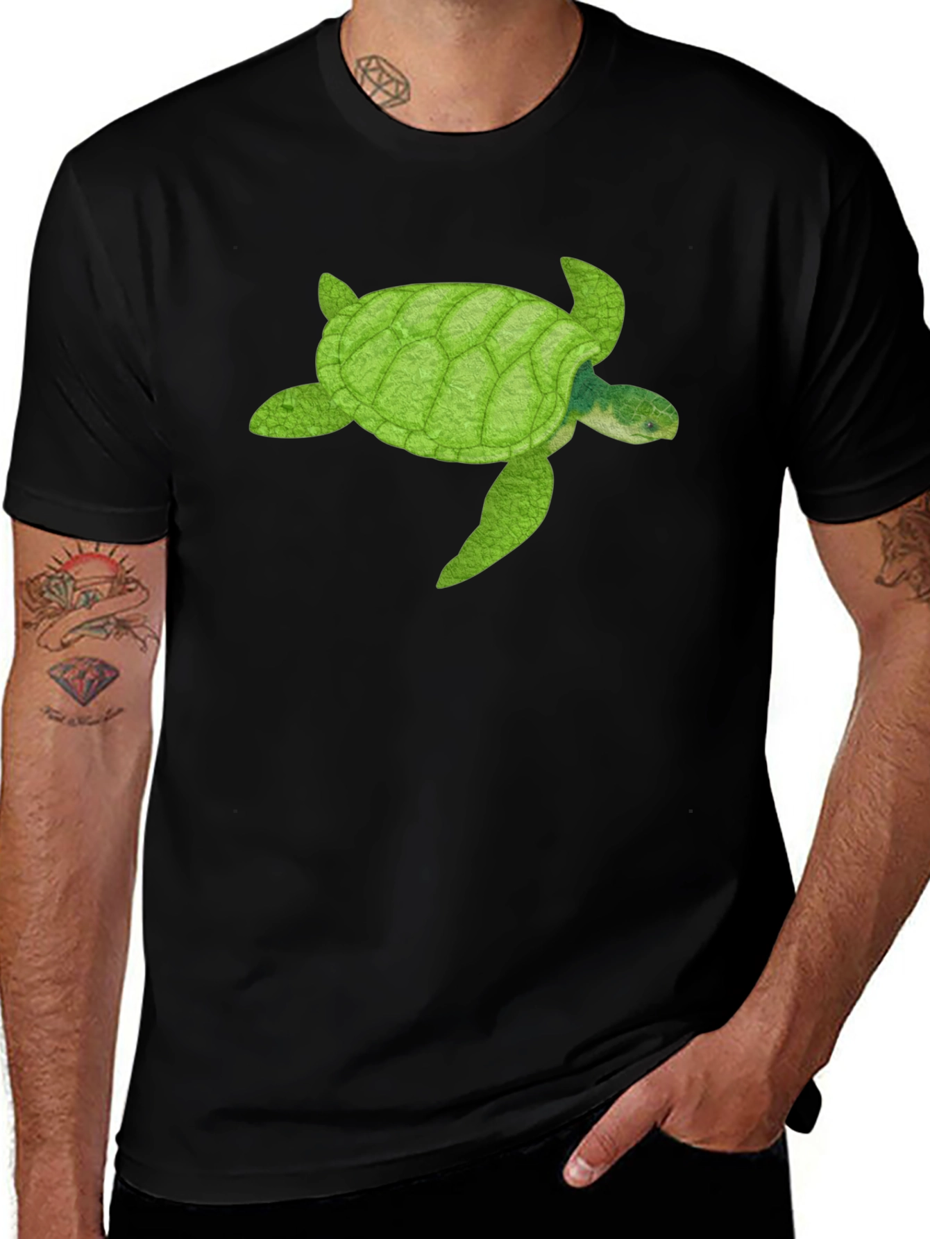 Variant 19 of Green Sea Turtle Graphic Tee - Black