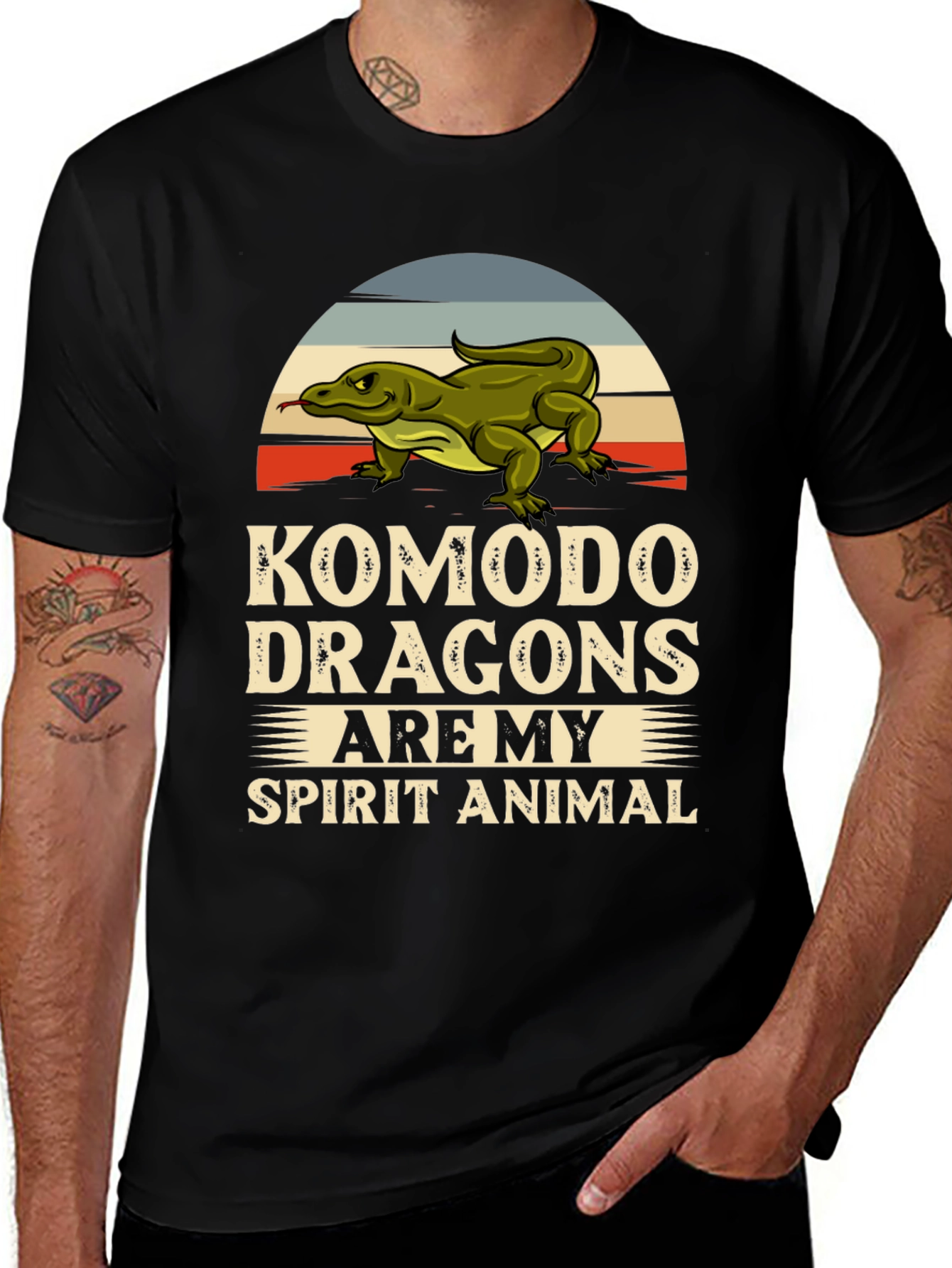 Komodo Dragons Spirit Animal Black T-Shirt
