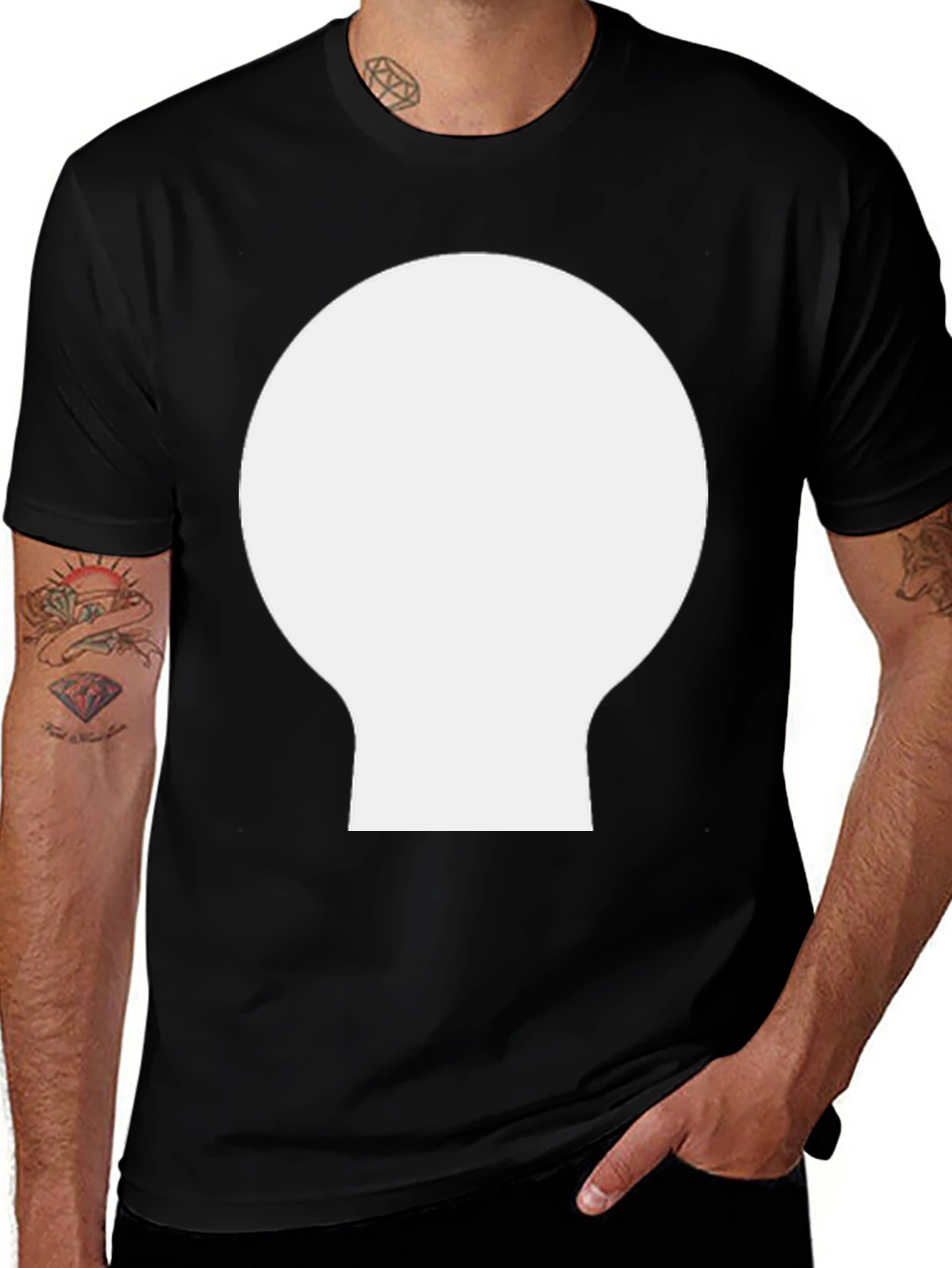 Variant 2 of Men's Black T-Shirt with White Abstract Design