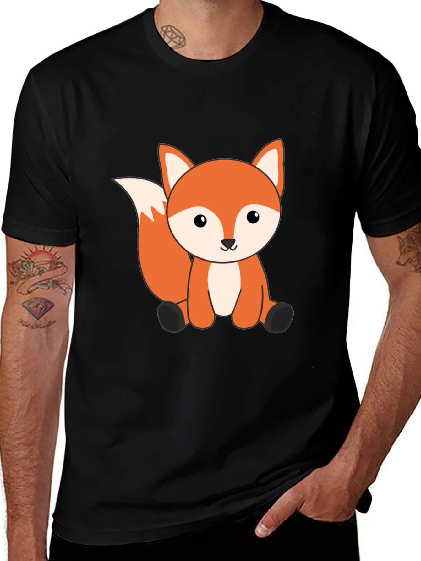 Variant 16 of Cute Fox Graphic Tee - Black