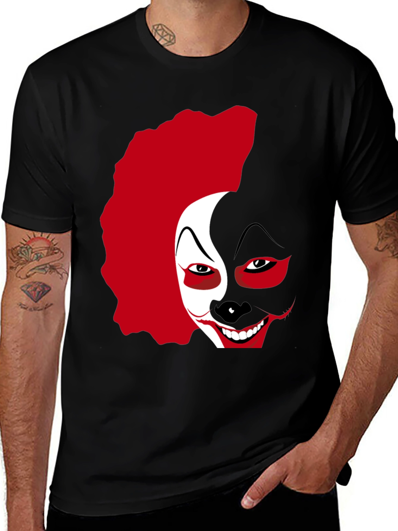Variant 29 of Clown Face Graphic T-Shirt - Black