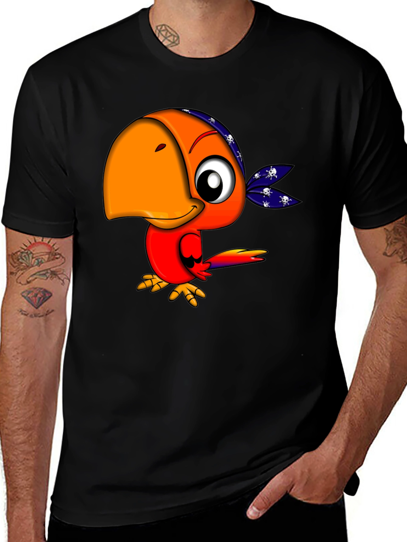 Variant 13 of Cartoon Pirate Parrot Graphic Tee