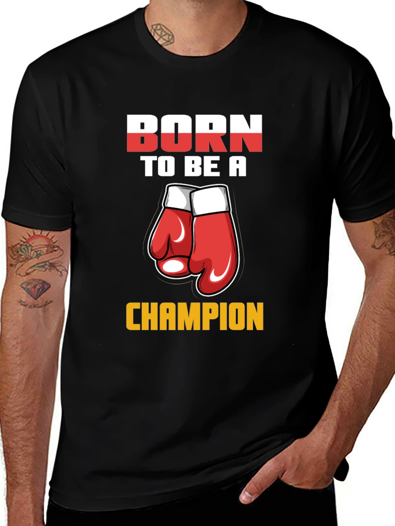 Variant 19 of Born To Be A Champion Boxing Gloves Graphic Tee