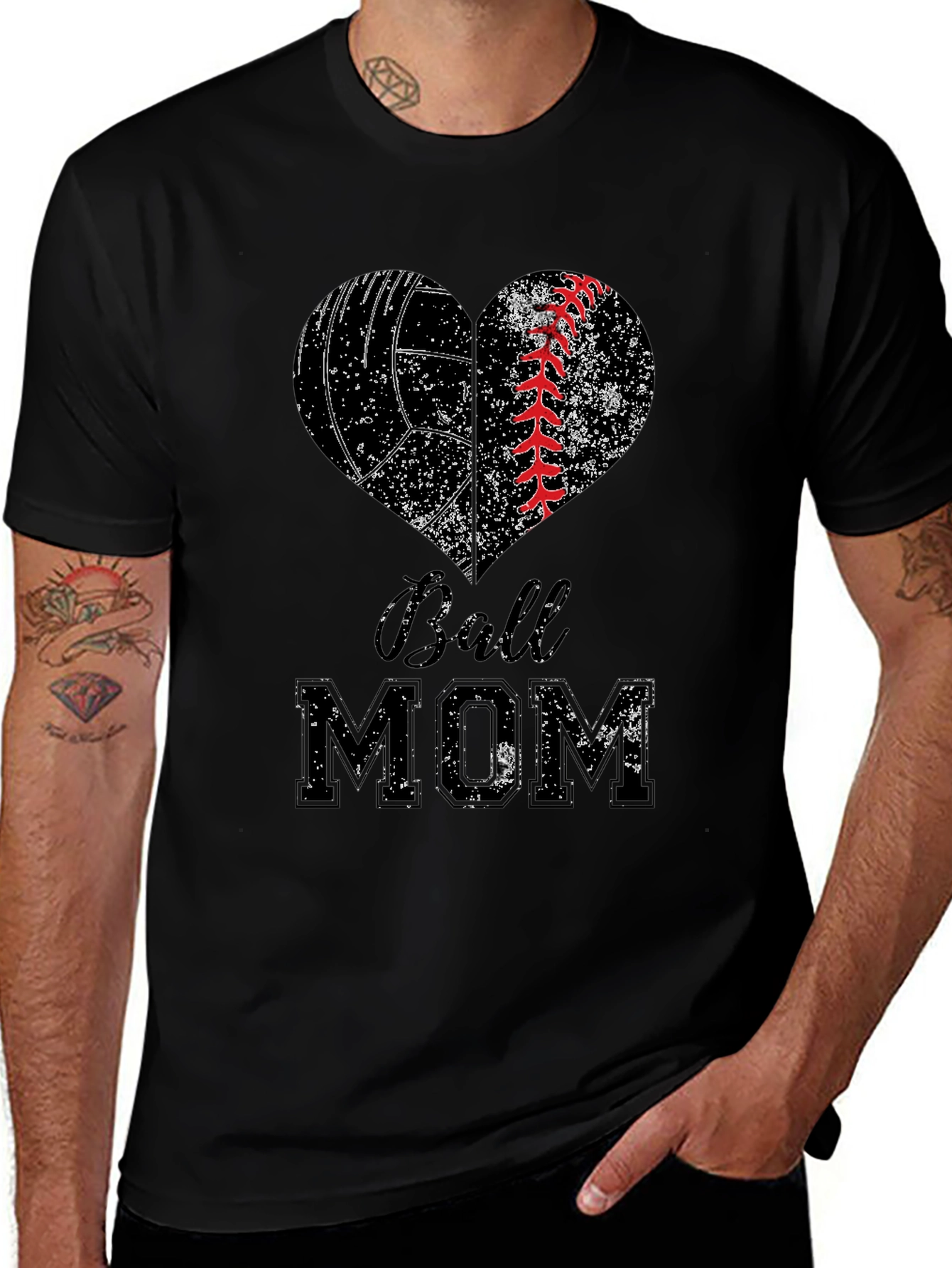 Variant 30 of Volleyball Baseball Mom Heart T-Shirt