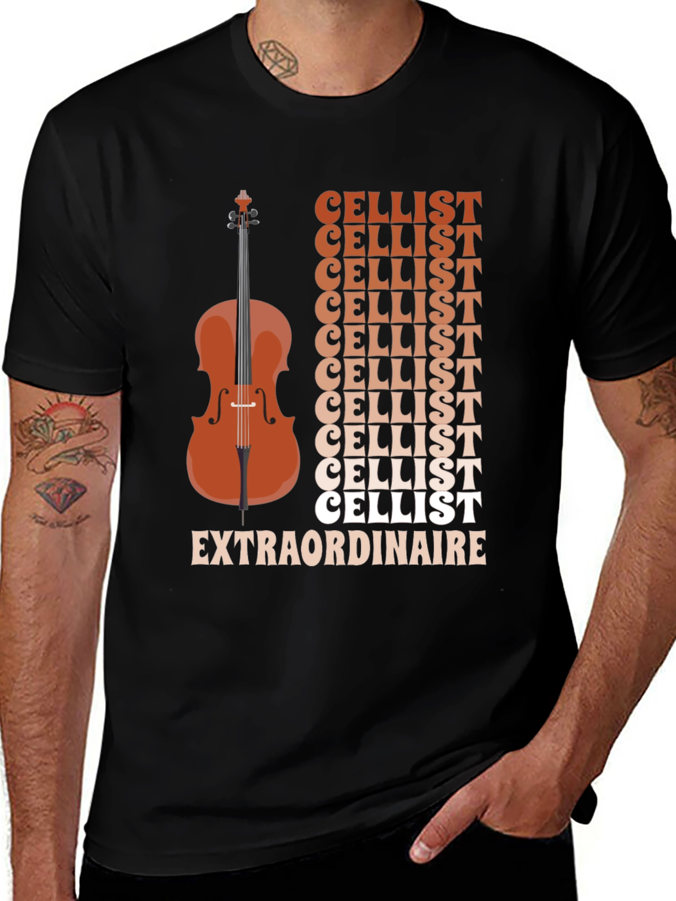 Variant 2 of Cellist Extraordinaire Graphic Tee - Musical Instrument Shirt