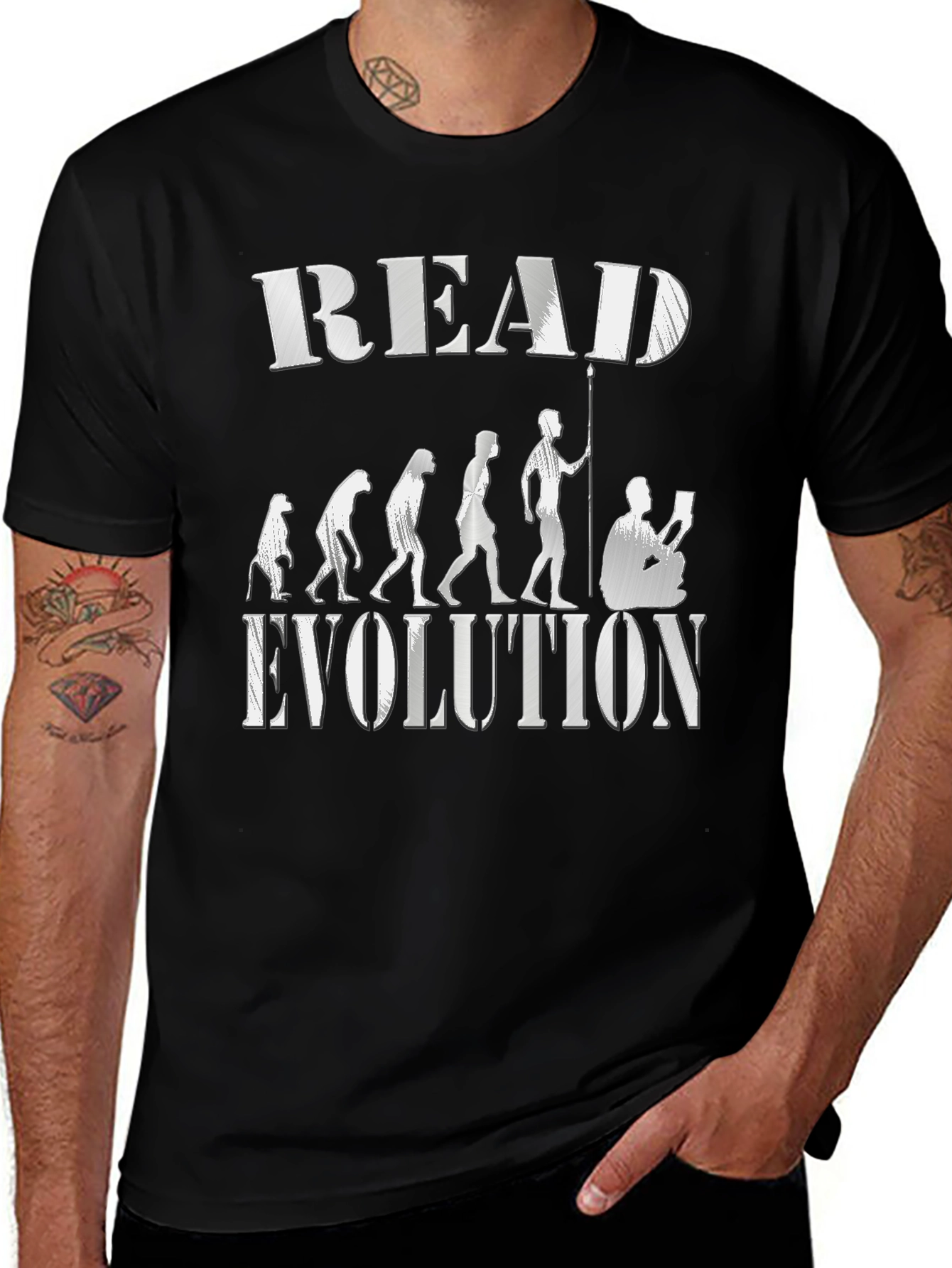 Variant 18 of Read Evolution Funny Graphic Tee Shirt