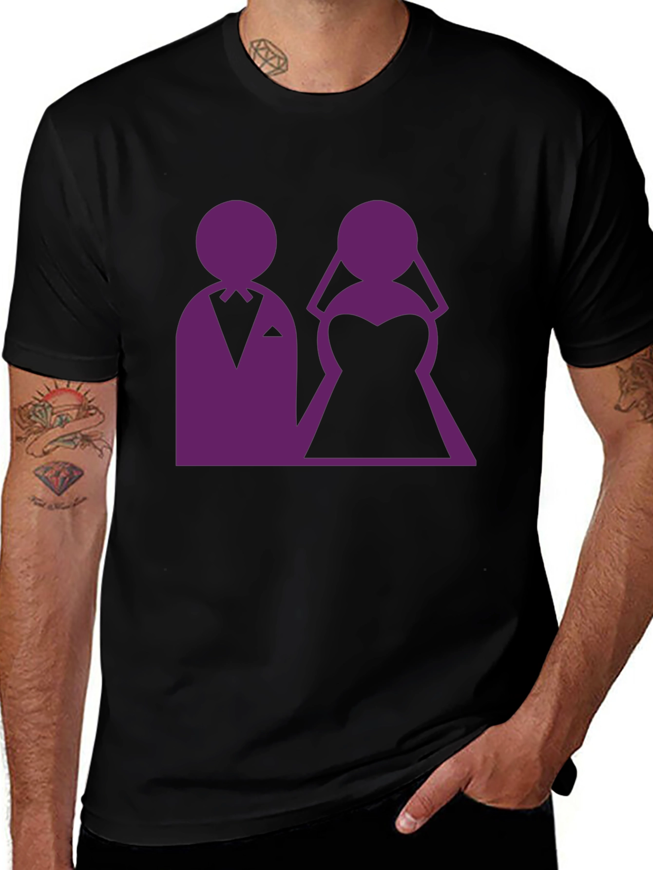Variant 14 of Wedding Couple Graphic Tee - Black
