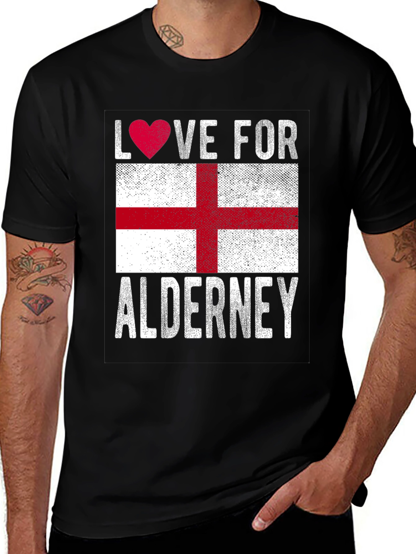 Black Love for Alderney Flag T-Shirt main image
