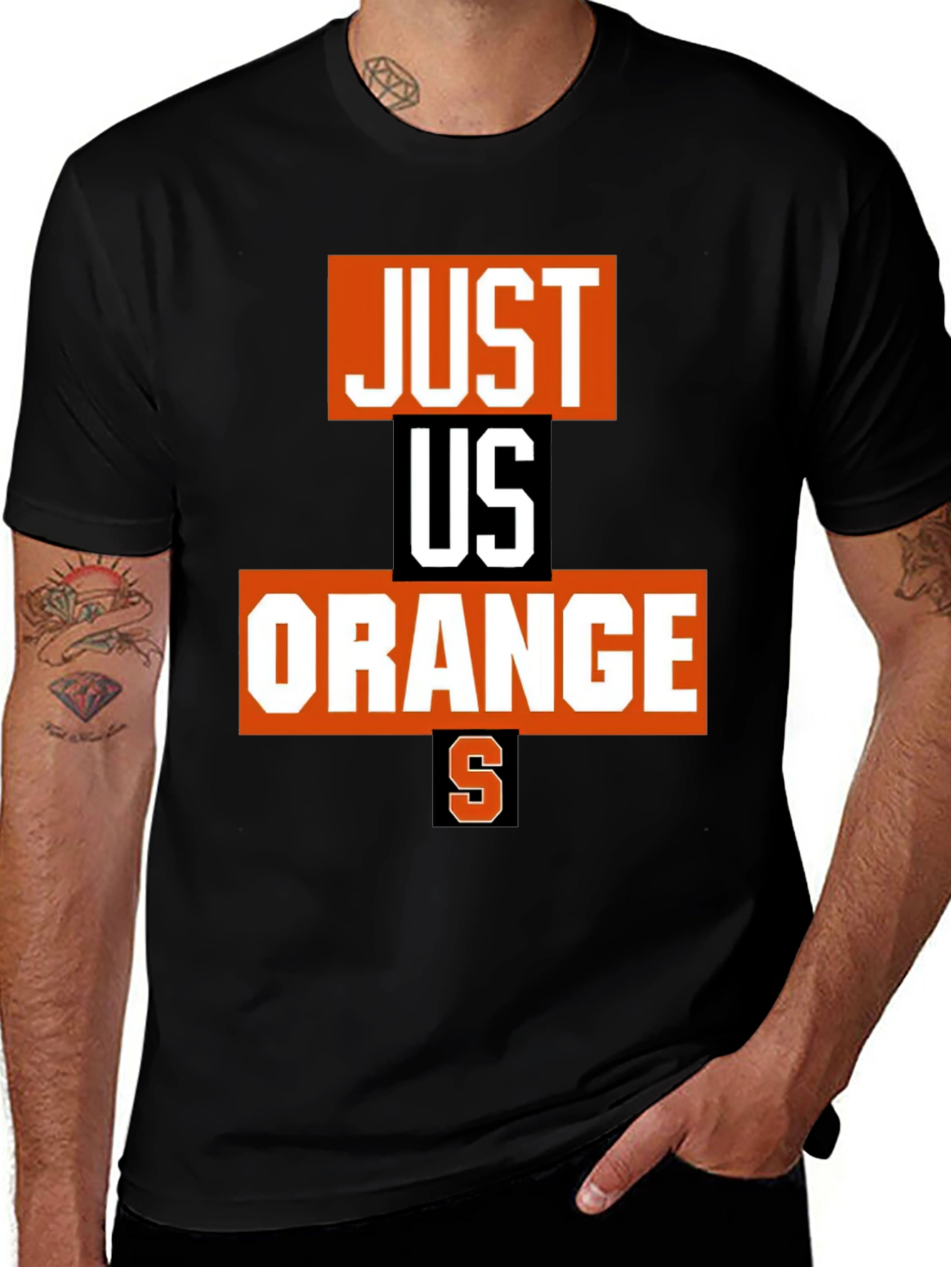 Variant 5 of Just Us Orange Graphic Tee - Black
