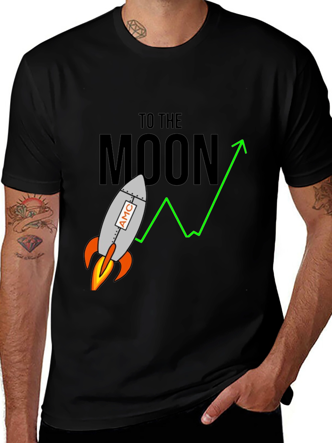 AMC To The Moon Rocket Graphic T-Shirt