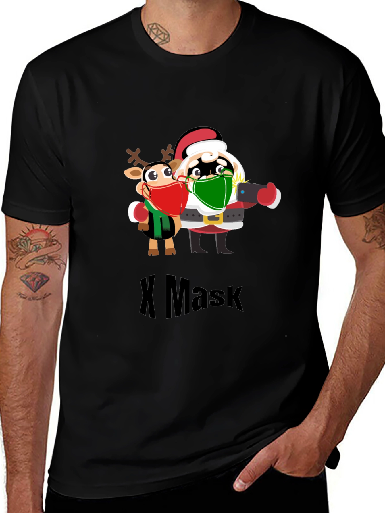 X-Mask Santa & Reindeer Graphic Tee