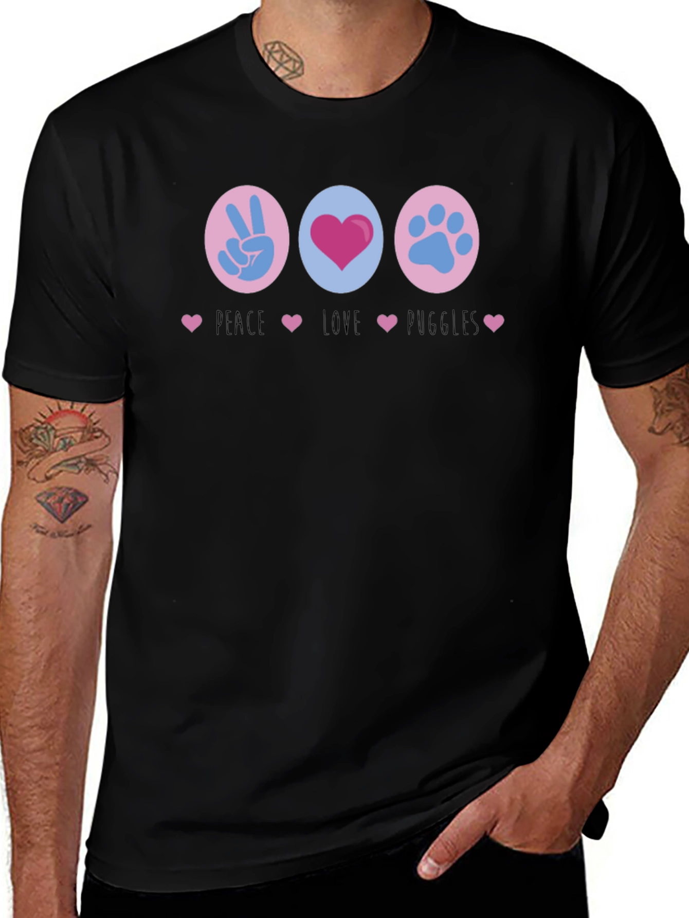 Variant 18 of Peace Love Puggles Graphic T-Shirt
