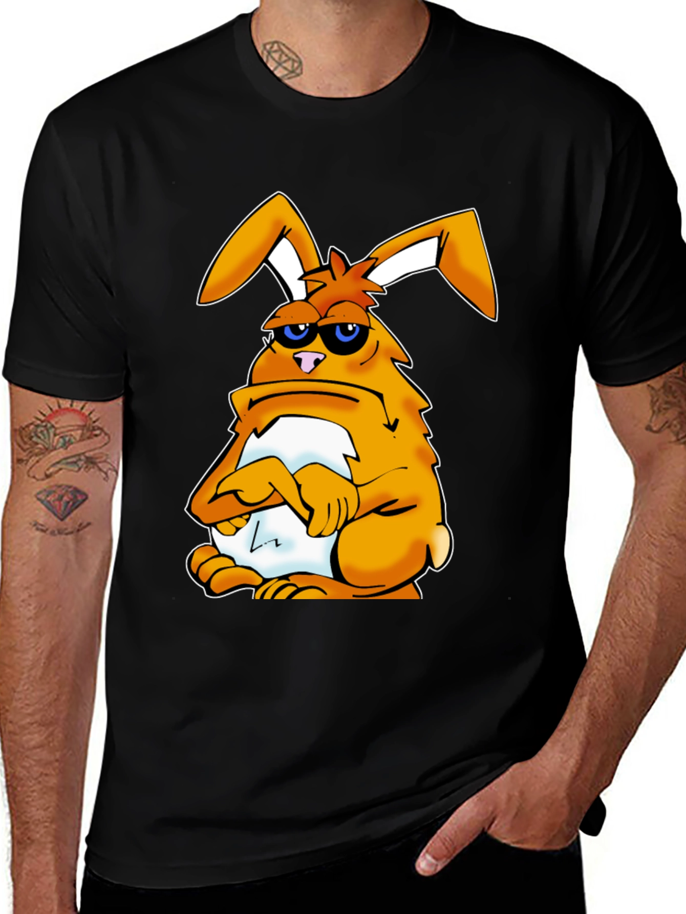 Grumpy Bunny T-Shirt - Funny Cartoon Rabbit Tee