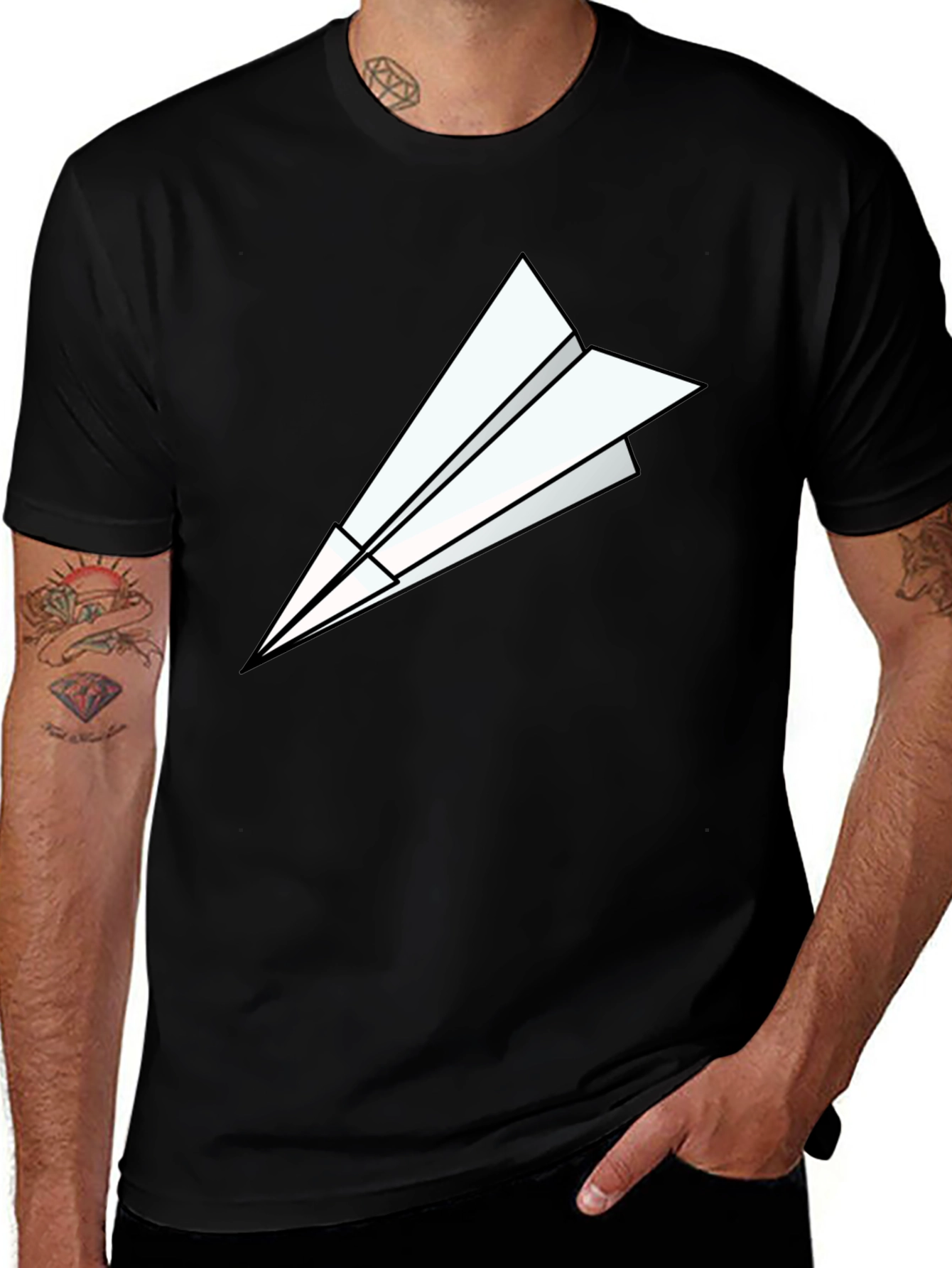 Variant 6 of Paper Airplane Graphic Tee - Modern Black T-Shirt