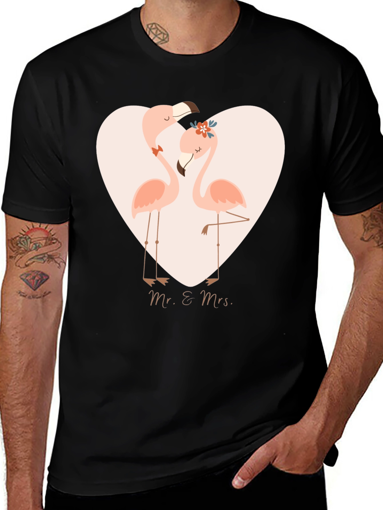 Variant 28 of Flamingo Mr & Mrs Graphic T-Shirt - Cute Wedding Apparel