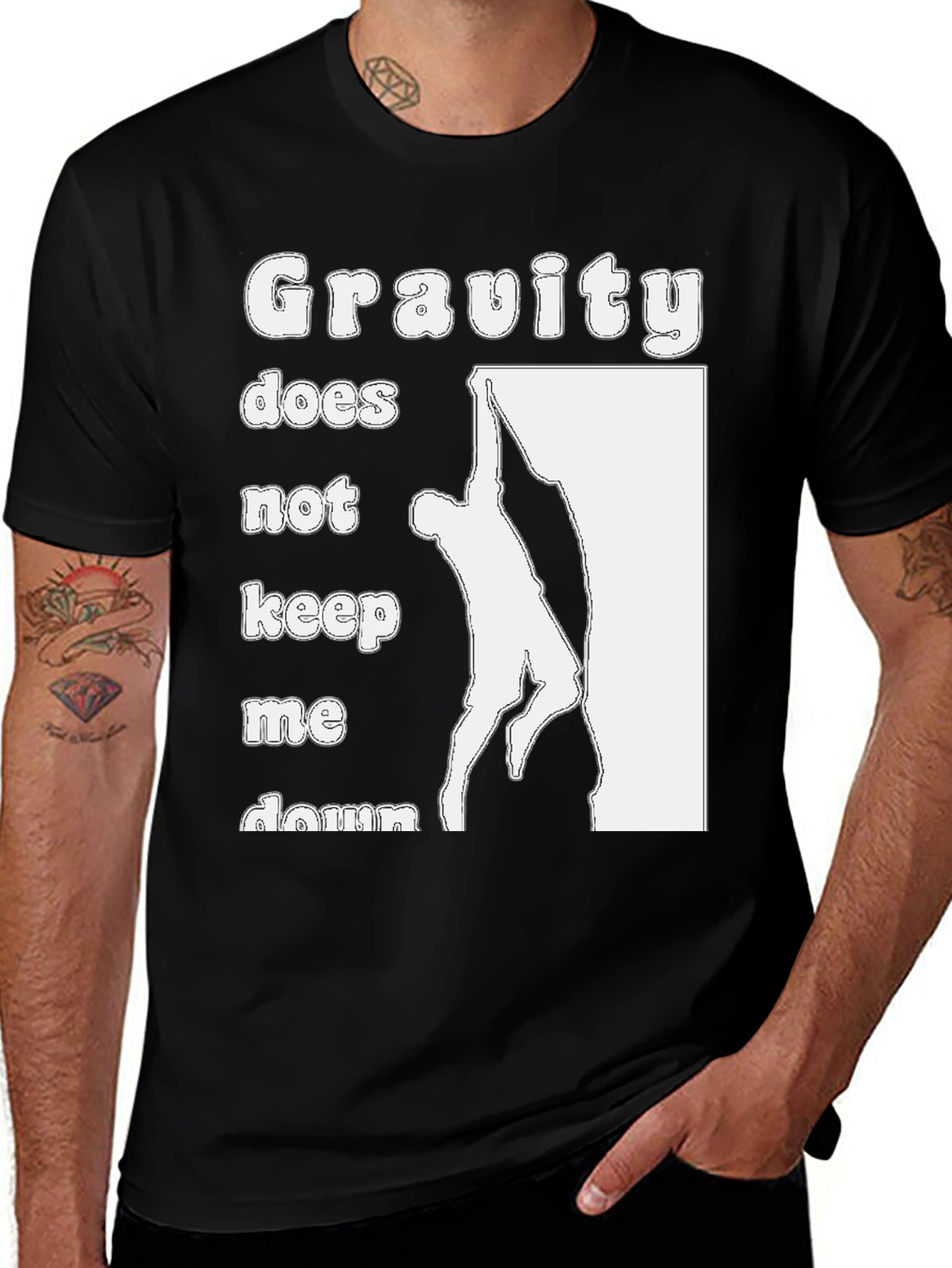 Variant 26 of Gravity Doesn't Keep Me Down Black T-Shirt