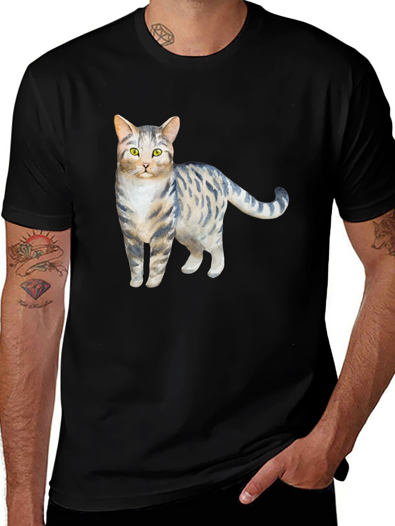 Variant 3 of Cool Cat Graphic Tee - Trendy Unisex Shirt