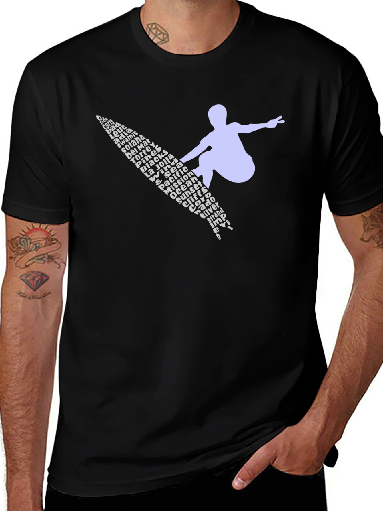 Variant 20 of Surfer Word Art Graphic Tee - Black