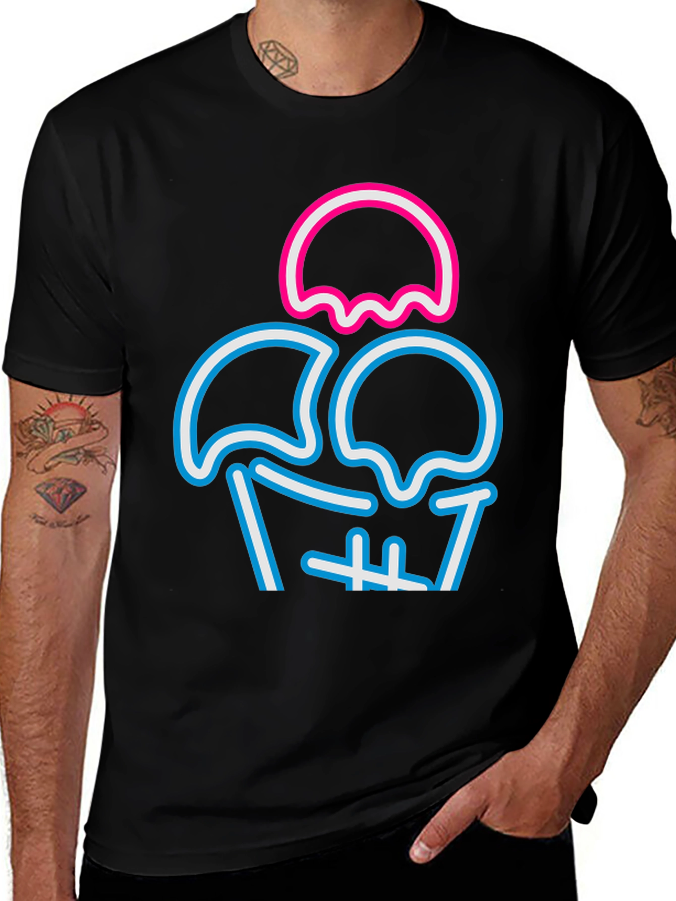 Variant 20 of Neon Ice Cream T-Shirt - Black