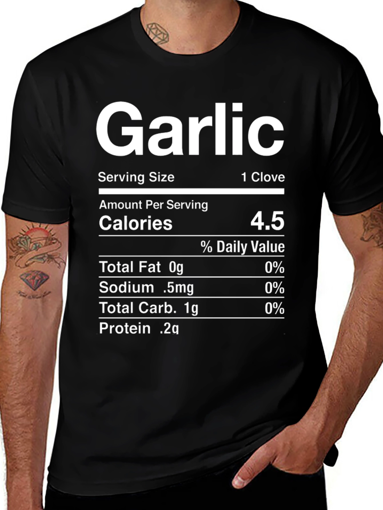 Variant 13 of Garlic Nutrition Facts Novelty T-Shirt