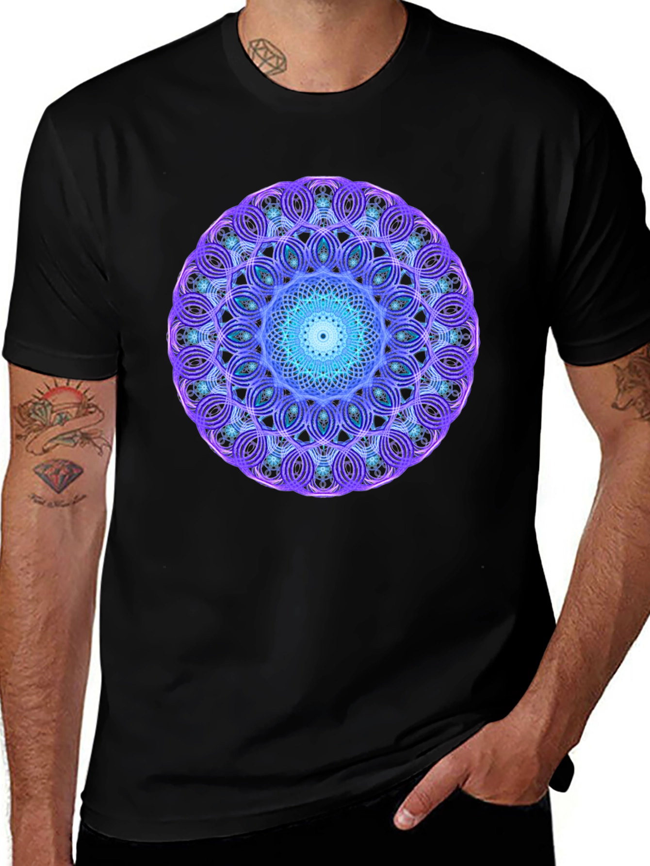 Variant 30 of Geometric Mandala Graphic Black Tee