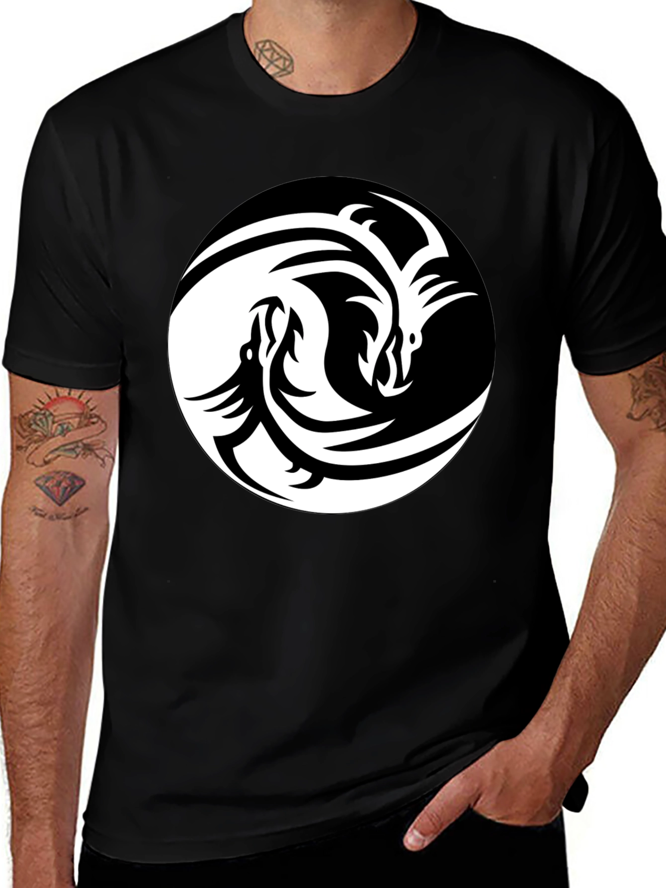 Variant 30 of Yin Yang Dragon Graphic Tee