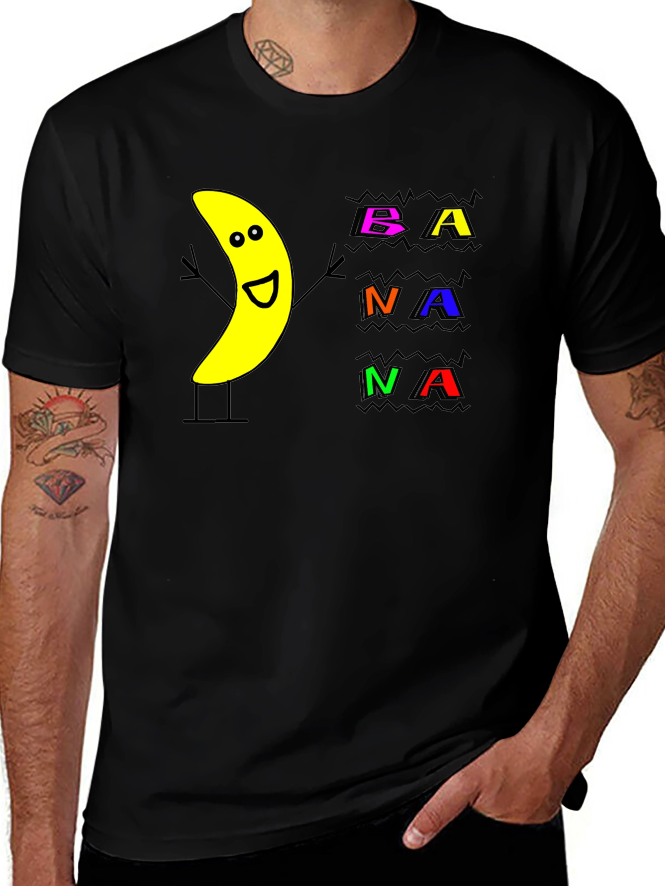 Variant 13 of Funny Banana Graphic Print Black T-Shirt